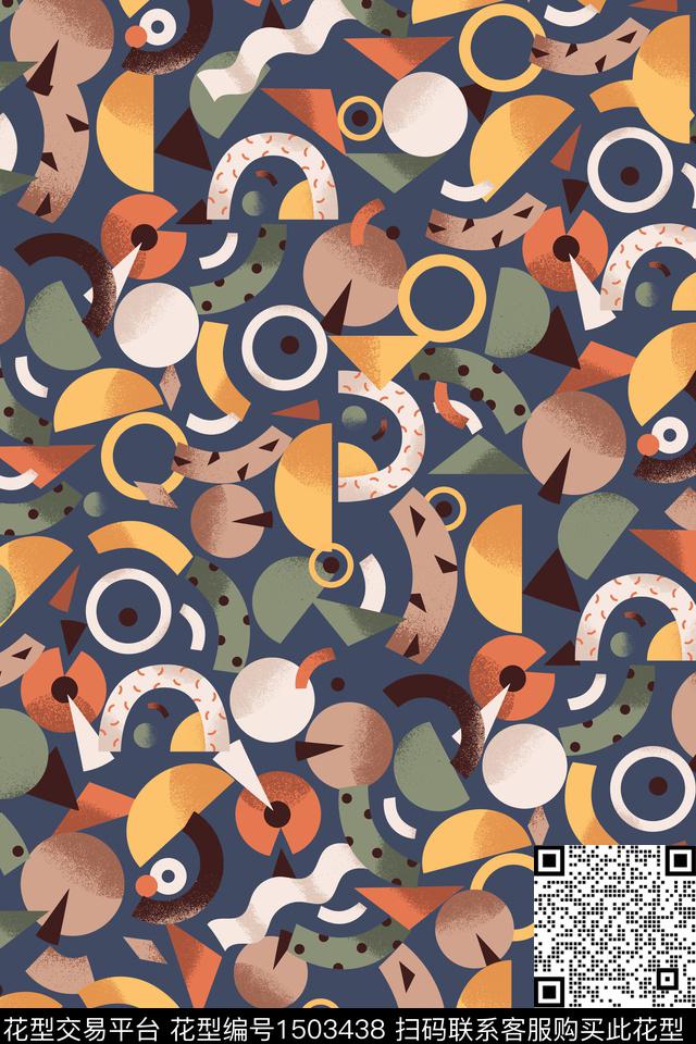 几何大牌风抽象数码印花华亿平台下载（图片编号: 1503438） - 瓦栏（Walan）