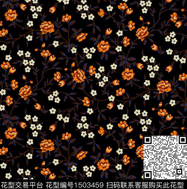 花卉小碎花秋冬华亿平台数码印花华亿平台下载（图片编号: 1503459） - 瓦栏（Walan）