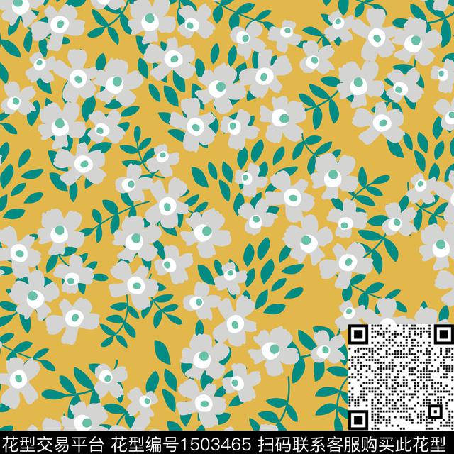 花卉满版散花小清新数码印花华亿平台下载（图片编号: 1503465） - 瓦栏（Walan）