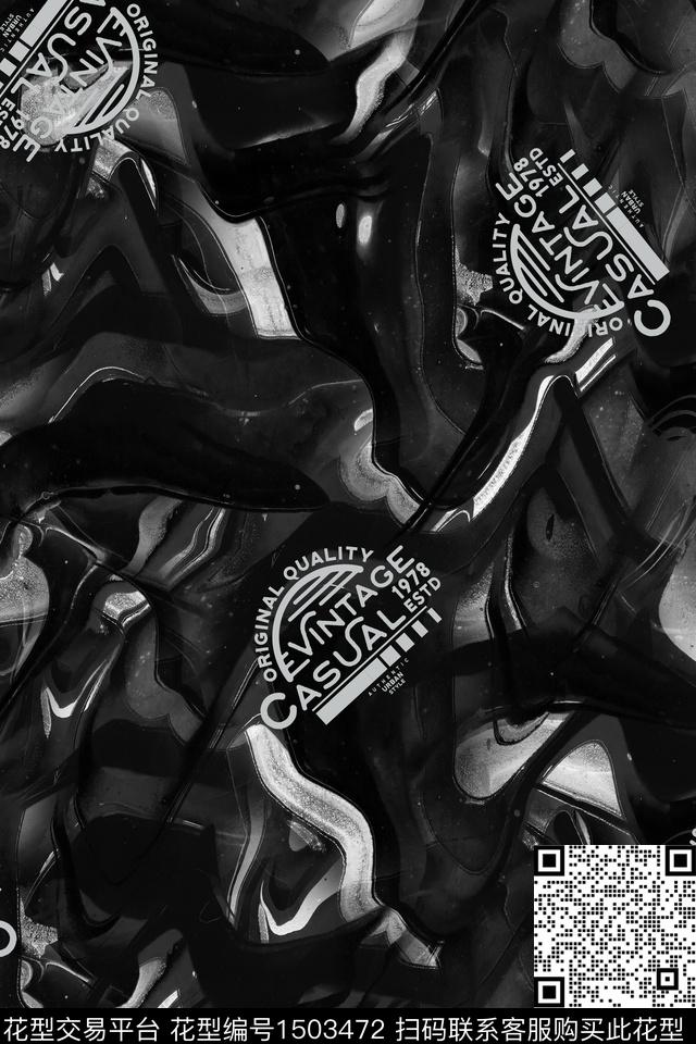 字母肌理男装数码印花华亿平台下载（图片编号: 1503472） - 瓦栏（Walan）