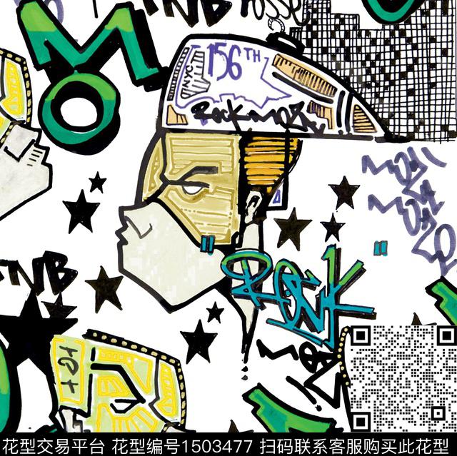 涂鸦趣味搞怪数码印花华亿平台下载（图片编号: 1503477） - 瓦栏（Walan）