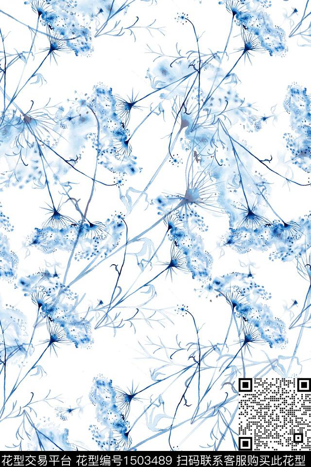 花卉大牌风小清新数码印花华亿平台下载（图片编号: 1503489） - 瓦栏（Walan）