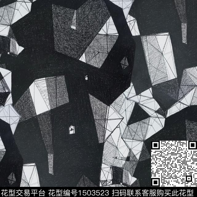 暗调肌理线条数码印花华亿平台下载（图片编号: 1503523） - 瓦栏（Walan）