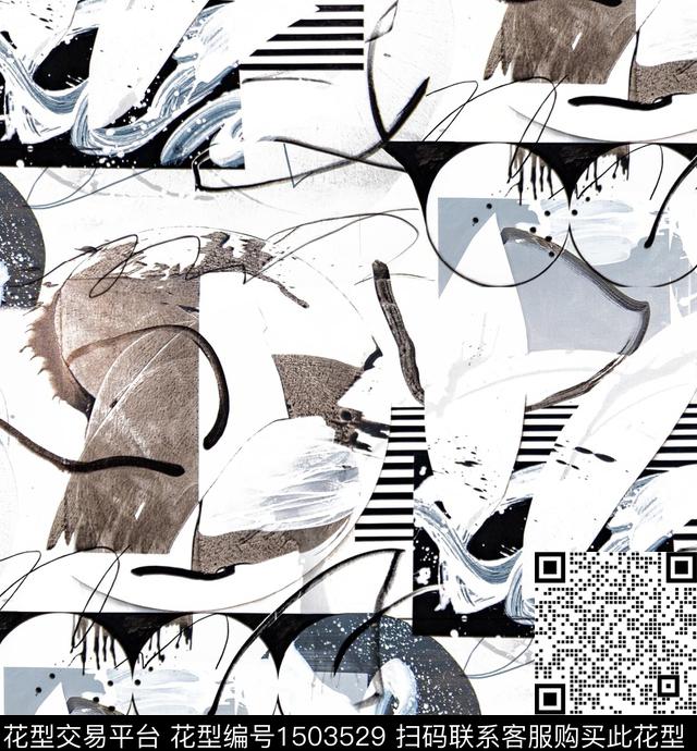 线条肌理几何数码印花华亿平台下载（图片编号: 1503529） - 瓦栏（Walan）