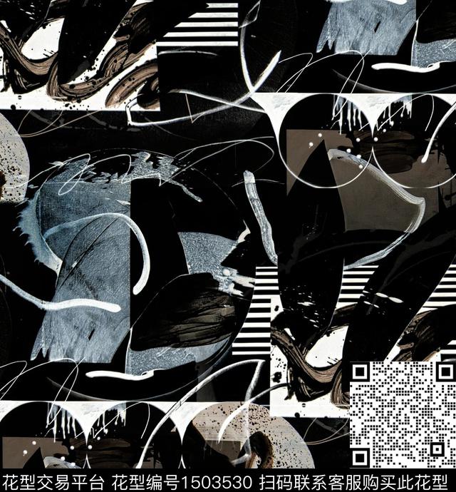 线条肌理几何数码印花华亿平台下载（图片编号: 1503530） - 瓦栏（Walan）