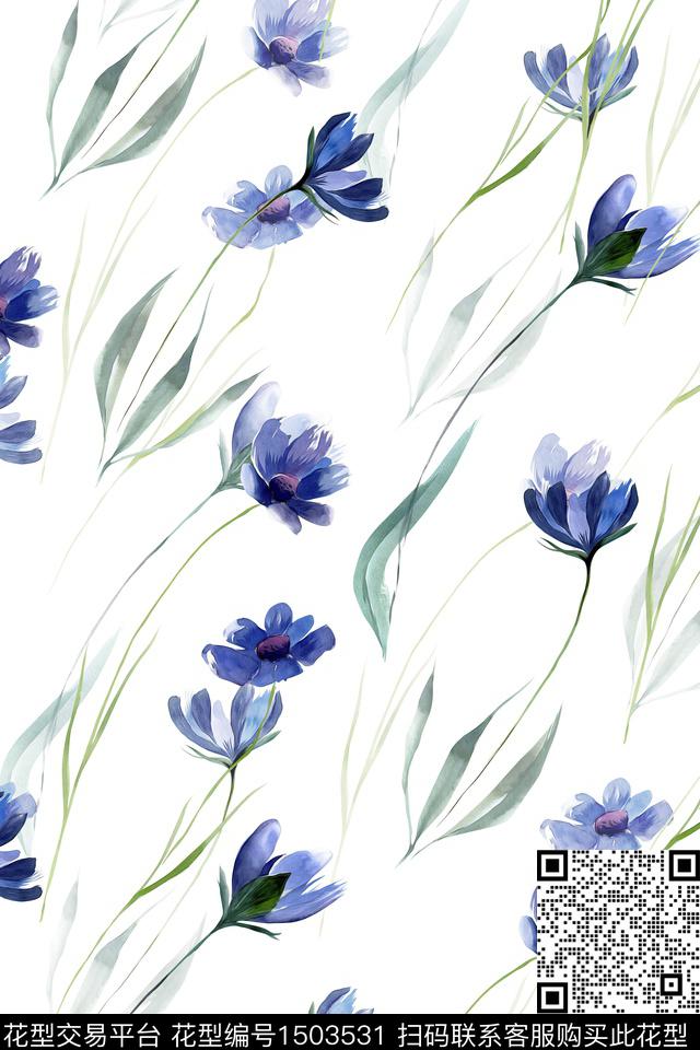 花卉大牌风小清新数码印花华亿平台下载（图片编号: 1503531） - 瓦栏（Walan）