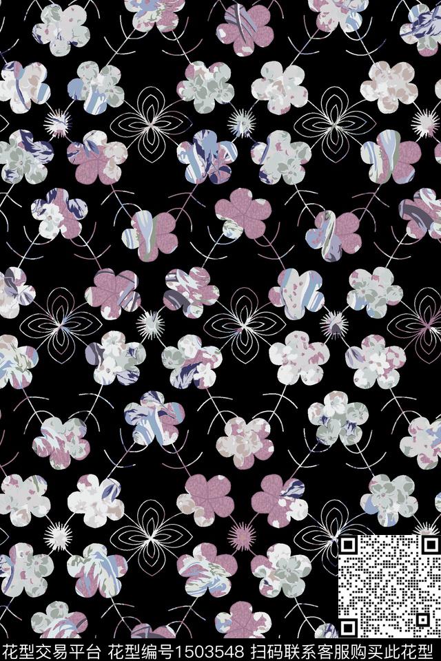抽象小碎花条纹数码印花华亿平台下载（图片编号: 1503548） - 瓦栏（Walan）