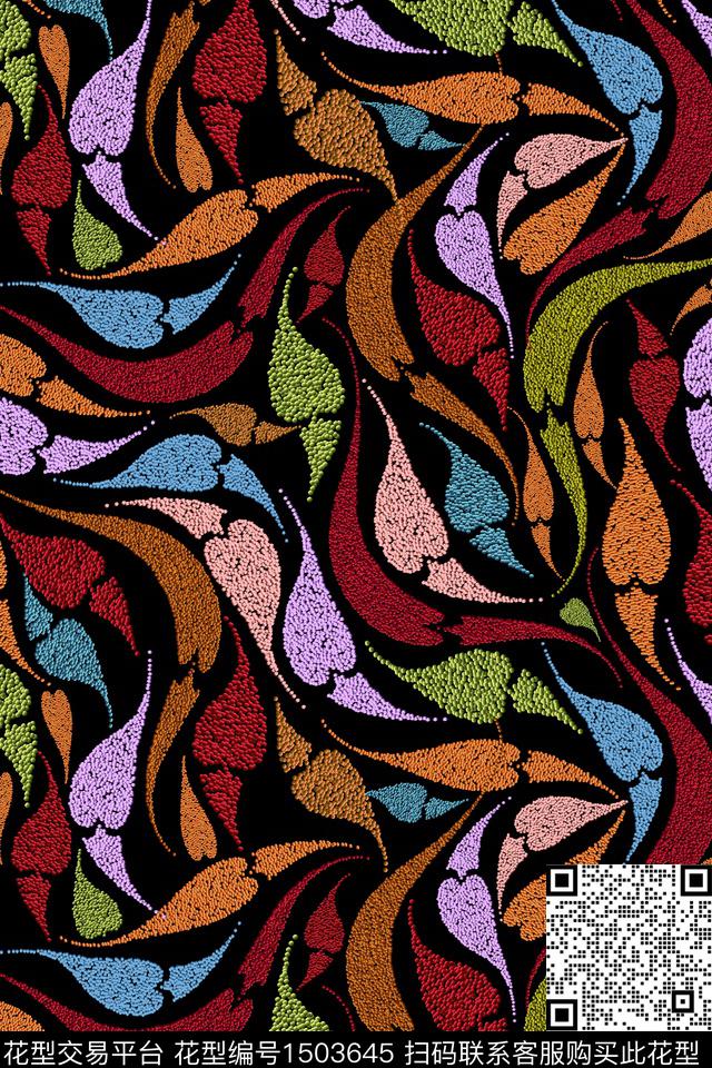 线条几何抽象数码印花华亿平台下载（图片编号: 1503645） - 瓦栏（Walan）