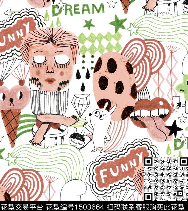 字母仙人掌趣味数码印花华亿平台下载（图片编号: 1503664） - 瓦栏（Walan）