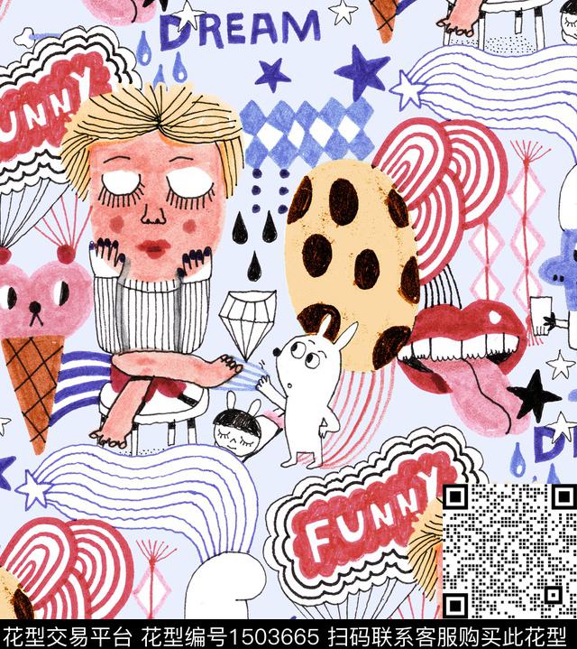 字母仙人掌趣味数码印花华亿平台下载（图片编号: 1503665） - 瓦栏（Walan）