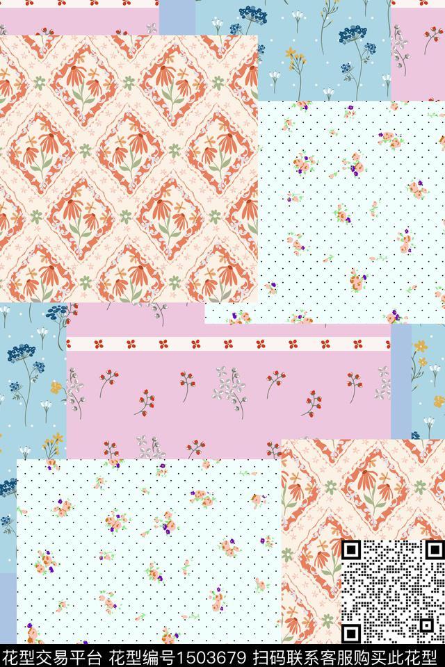 民族花卉几何大牌风数码印花华亿平台下载（图片编号: 1503679） - 瓦栏（Walan）