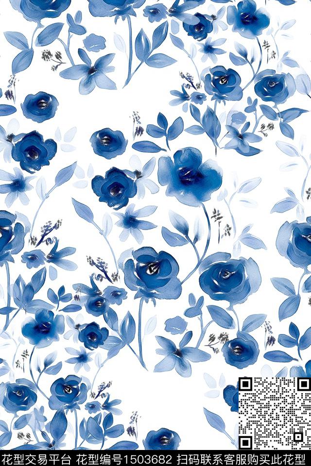 花卉大牌风小清新数码印花华亿平台下载（图片编号: 1503682） - 瓦栏（Walan）