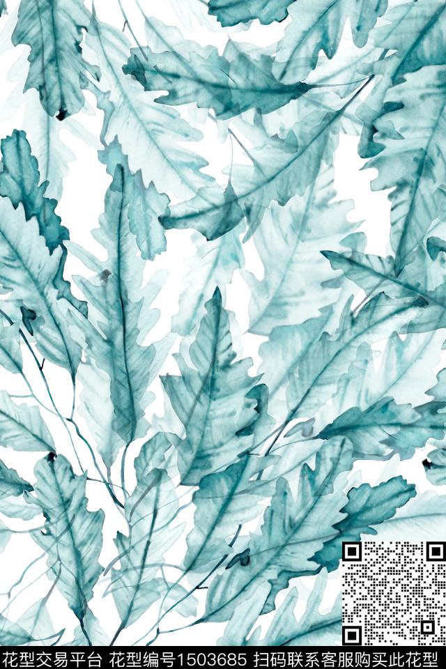 绿植树叶花卉大牌风数码印花华亿平台下载（图片编号: 1503685） - 瓦栏（Walan）