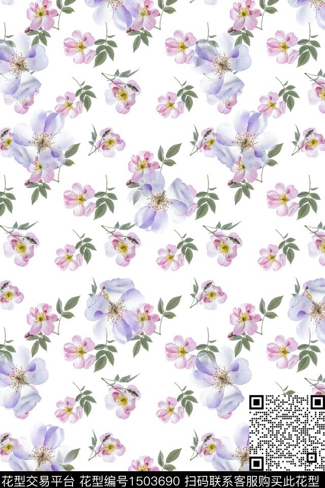 花卉大牌风小清新数码印花华亿平台下载（图片编号: 1503690） - 瓦栏（Walan）