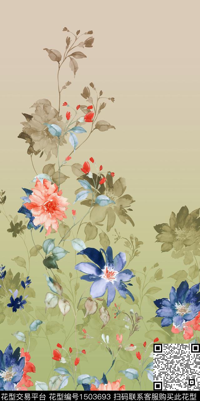 绿植树叶雪纺年轻女性数码印花华亿平台下载（图片编号: 1503693） - 瓦栏（Walan）