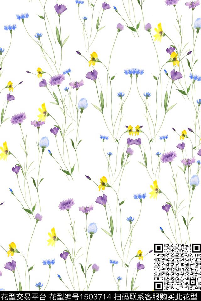 炫彩绿植树叶水彩数码印花华亿平台下载（图片编号: 1503714） - 瓦栏（Walan）