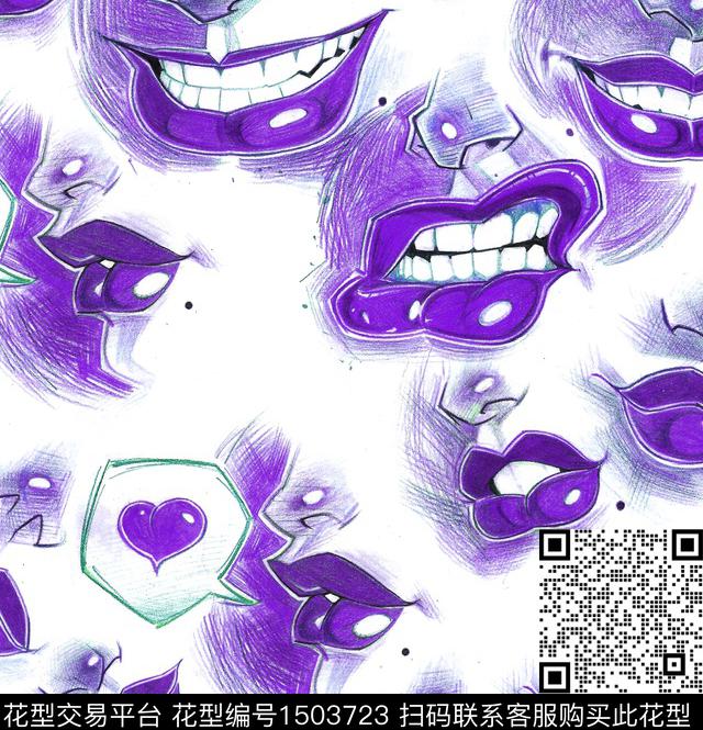 趣味红唇搞怪数码印花华亿平台下载（图片编号: 1503723） - 瓦栏（Walan）
