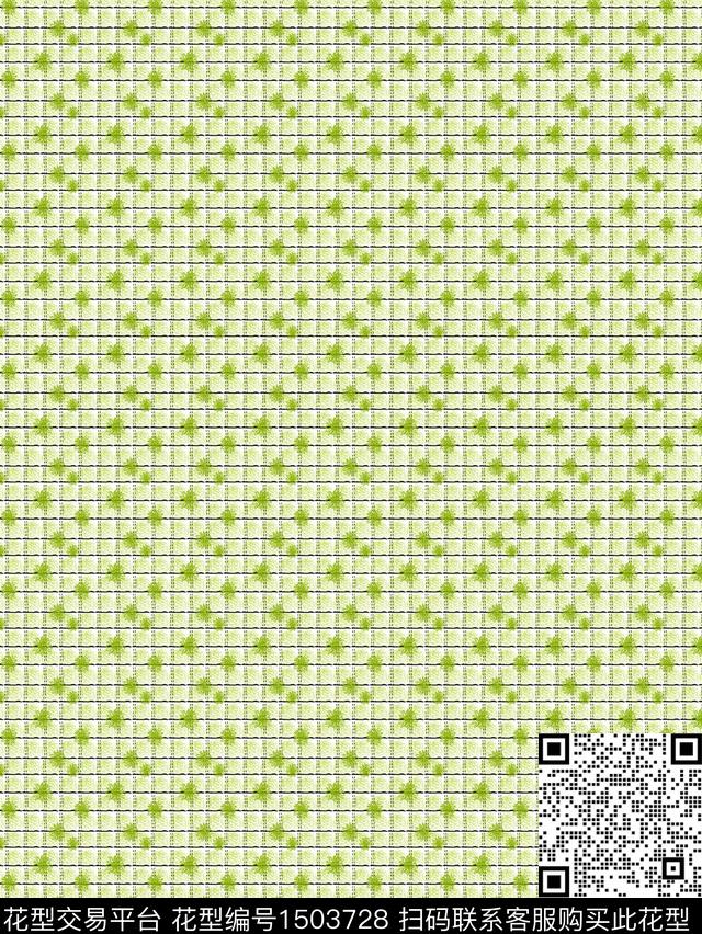 几何花卉格子时尚数码印花华亿平台下载（图片编号: 1503728） - 瓦栏（Walan）