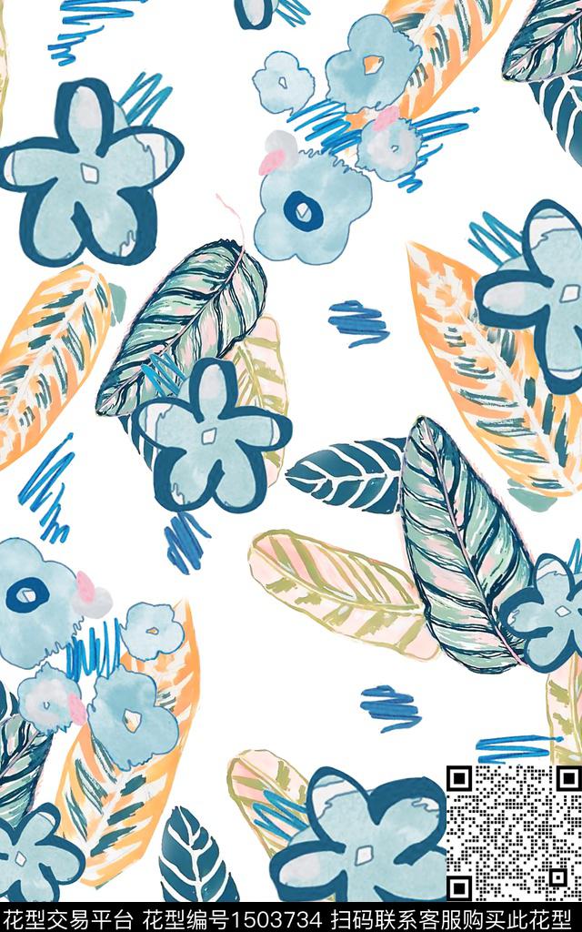 数码华亿平台花卉大牌风数码印花华亿平台下载（图片编号: 1503734） - 瓦栏（Walan）