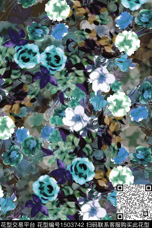 男装满版花民族风花卉数码印花华亿平台下载（图片编号: 1503742） - 瓦栏（Walan）