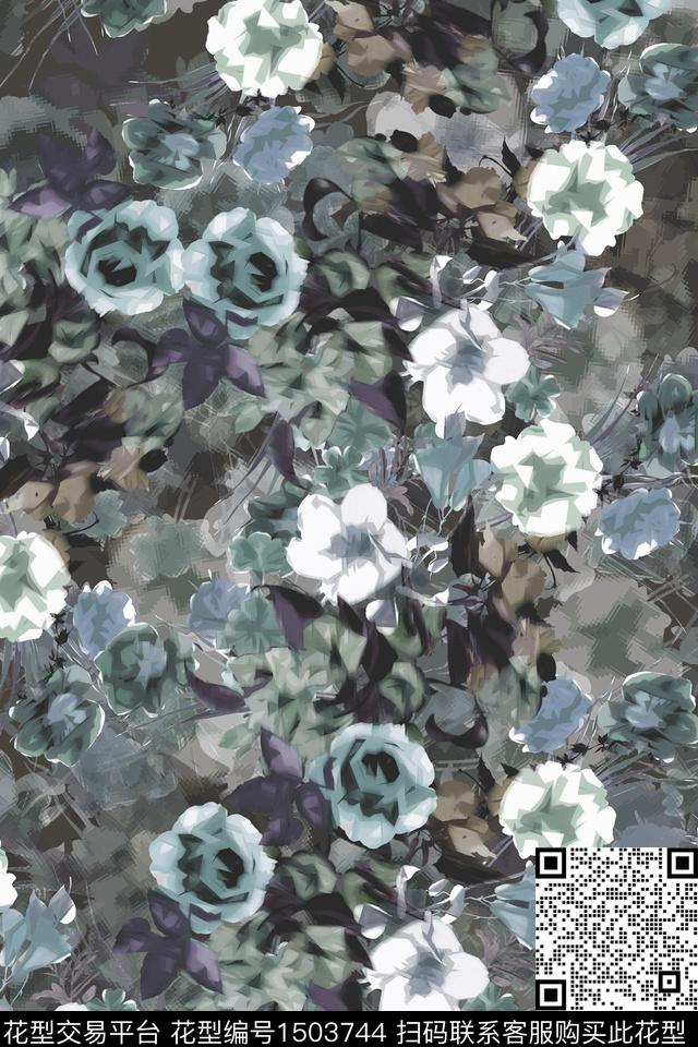 男装满版花民族风花卉数码印花华亿平台下载（图片编号: 1503744） - 瓦栏（Walan）