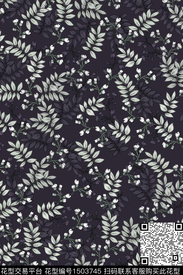 绿植树叶花卉大牌风数码印花华亿平台下载（图片编号: 1503745） - 瓦栏（Walan）