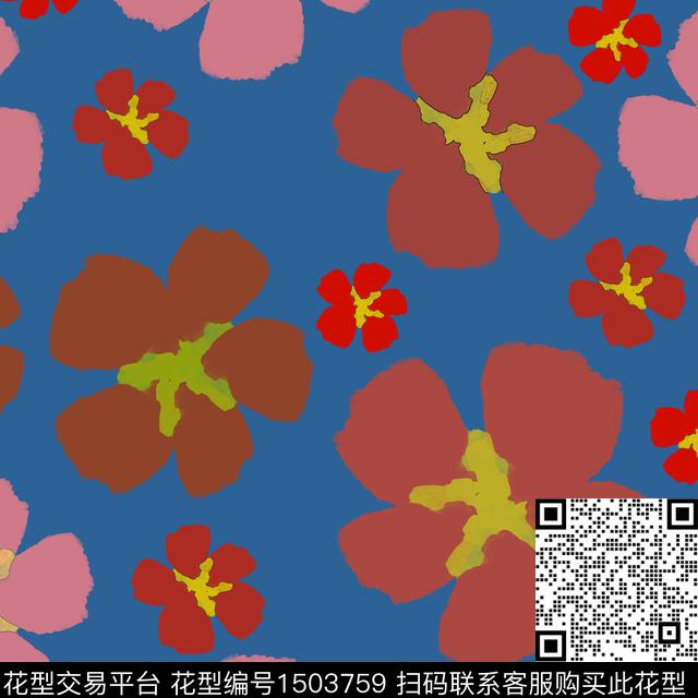 花卉手绘小碎花传统印花华亿平台下载（图片编号: 1503759） - 瓦栏（Walan）