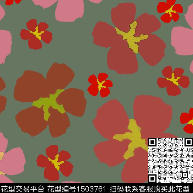 花卉手绘小碎花传统印花华亿平台下载（图片编号: 1503761） - 瓦栏（Walan）