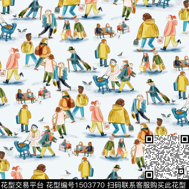 趣味搞怪小碎花数码印花华亿平台下载（图片编号: 1503770） - 瓦栏（Walan）