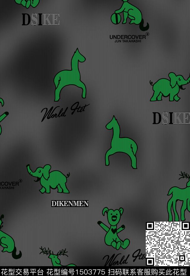 卡通渐变动物传统印花华亿平台下载（图片编号: 1503775） - 瓦栏（Walan）