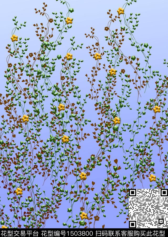 渐变定位花抽象花卉数码印花华亿平台下载（图片编号: 1503800） - 瓦栏（Walan）