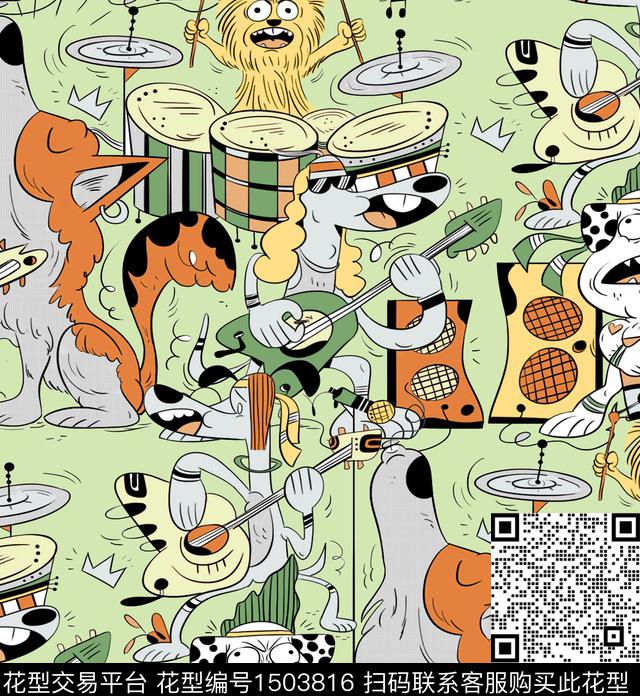 卡通动物趣味搞怪数码印花华亿平台下载（图片编号: 1503816） - 瓦栏（Walan）