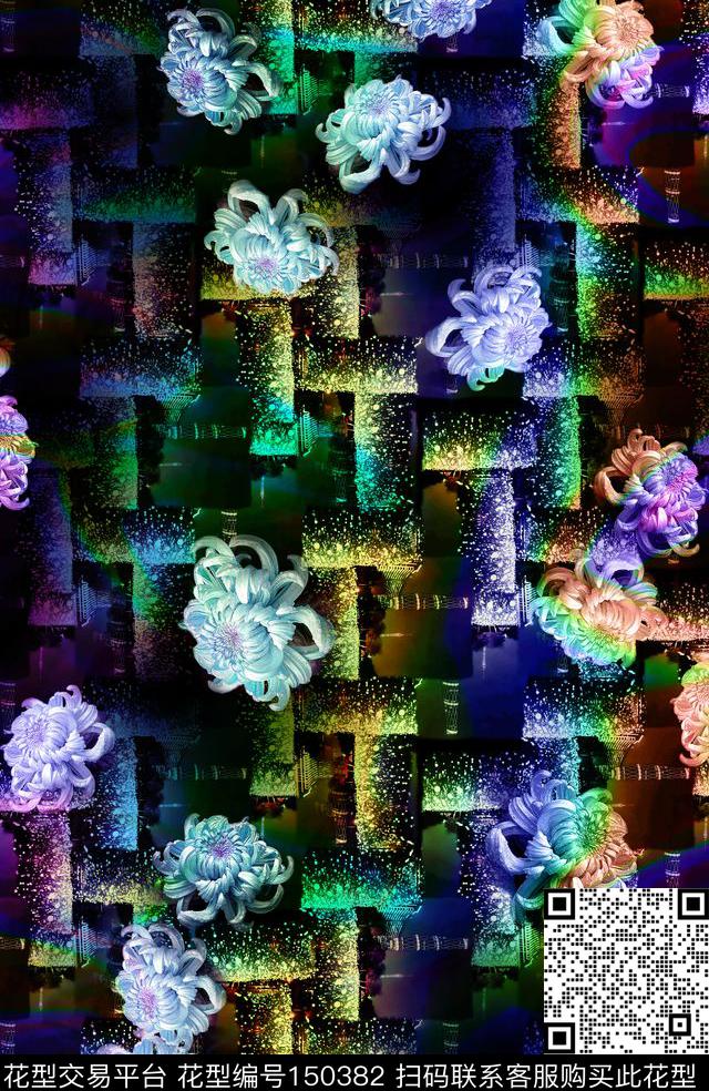 绚丽几何网格数码印花华亿平台下载（图片编号: 150382） - 瓦栏（Walan）