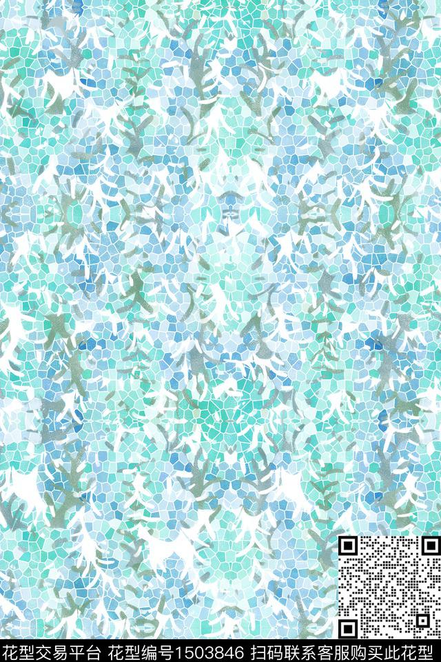 抽象小清新真丝数码印花华亿平台下载（图片编号: 1503846） - 瓦栏（Walan）