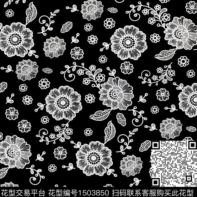 花卉真丝网布蕾丝数码印花华亿平台下载（图片编号: 1503850） - 瓦栏（Walan）