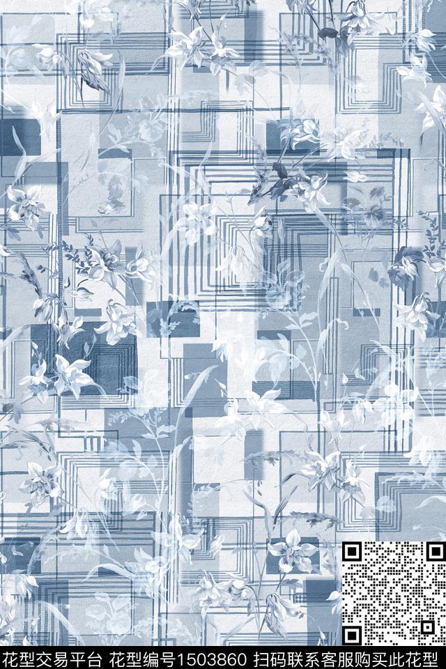 肌理大牌风抽象数码印花华亿平台下载（图片编号: 1503860） - 瓦栏（Walan）