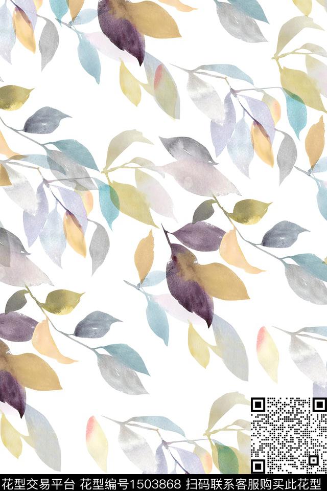绿植树叶花卉大牌风数码印花华亿平台下载（图片编号: 1503868） - 瓦栏（Walan）