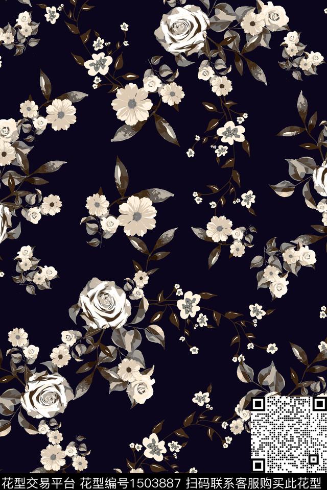 清爽底花卉花卉小碎花数码印花华亿平台下载（图片编号: 1503887） - 瓦栏（Walan）
