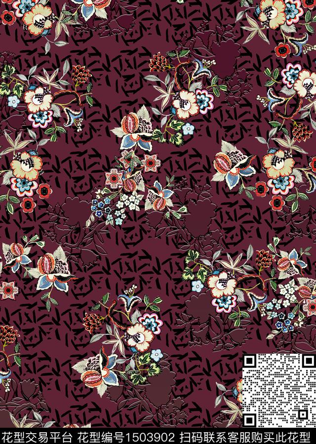 几何花卉趋势华亿平台民族风数码印花华亿平台下载（图片编号: 1503902） - 瓦栏（Walan）