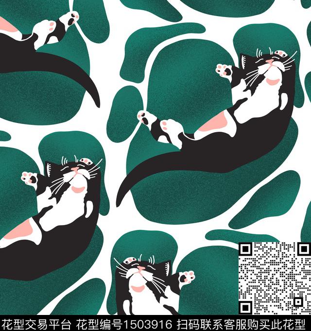 趣味猫搞怪数码印花华亿平台下载（图片编号: 1503916） - 瓦栏（Walan）