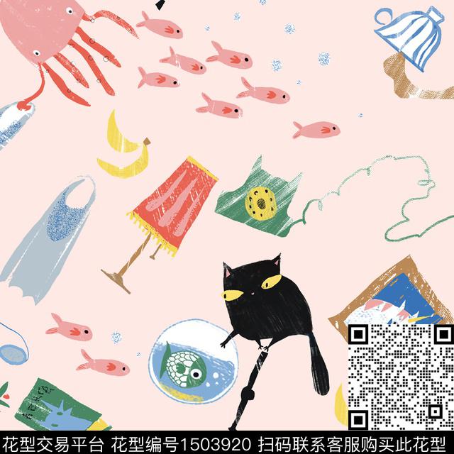 趣味猫搞怪数码印花华亿平台下载（图片编号: 1503920） - 瓦栏（Walan）