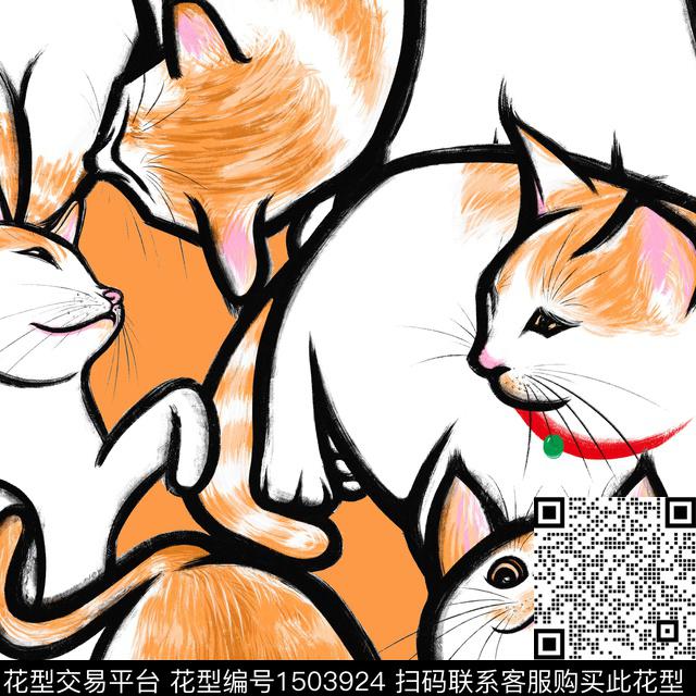 趣味猫搞怪数码印花华亿平台下载（图片编号: 1503924） - 瓦栏（Walan）