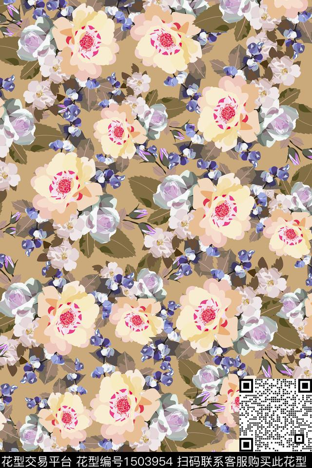 女装大牌风小碎花数码印花华亿平台下载（图片编号: 1503954） - 瓦栏（Walan）