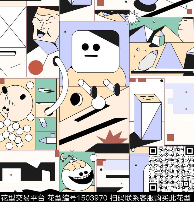 趣味搞怪表情数码印花华亿平台下载（图片编号: 1503970） - 瓦栏（Walan）