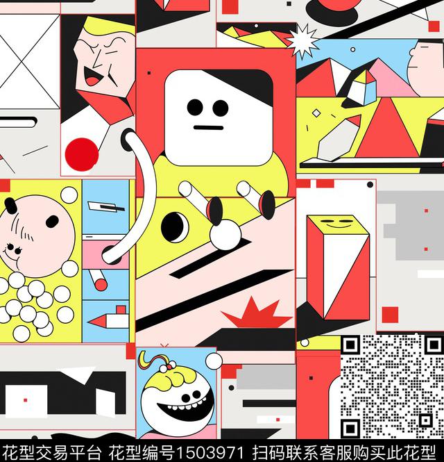 趣味搞怪表情数码印花华亿平台下载（图片编号: 1503971） - 瓦栏（Walan）
