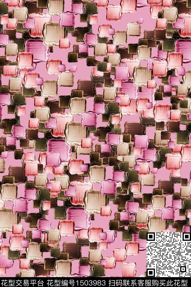 几何抽象小清新数码印花华亿平台下载（图片编号: 1503983） - 瓦栏（Walan）