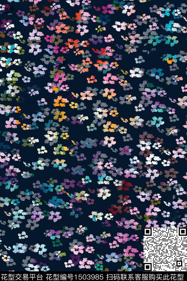 花卉真丝小碎花数码印花华亿平台下载（图片编号: 1503985） - 瓦栏（Walan）