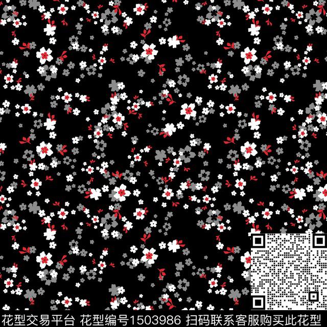 花卉真丝小碎花数码印花华亿平台下载（图片编号: 1503986） - 瓦栏（Walan）