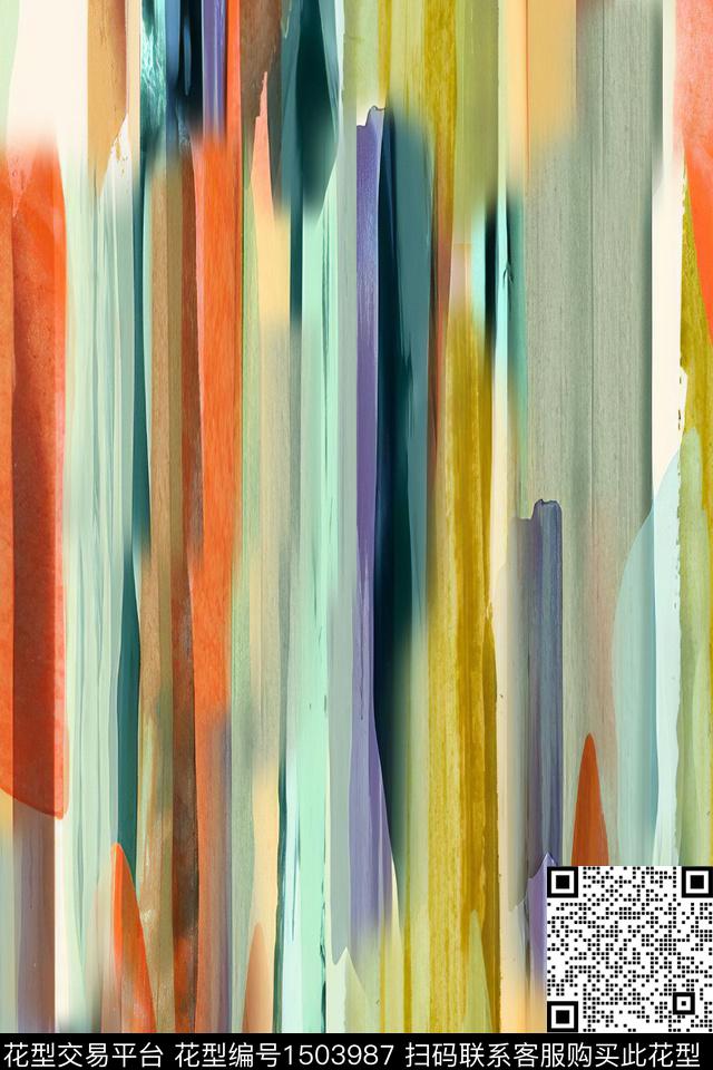 几何抽象小清新数码印花华亿平台下载（图片编号: 1503987） - 瓦栏（Walan）