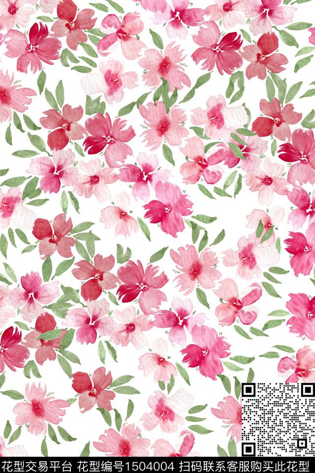 花卉大牌风小清新数码印花华亿平台下载（图片编号: 1504004） - 瓦栏（Walan）